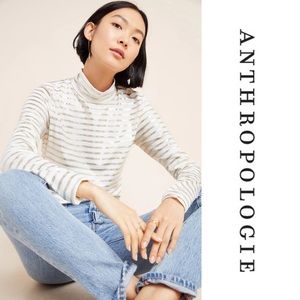 Anthropologie Minuit Turtleneck Metallic Stripe
